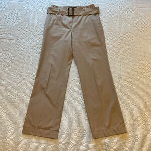 Talbots Wide Leg Pants With Belt Tan Khaki Woman 4 petite